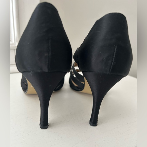New York Transit Black Strappy Heels Holiday Wear Size 8.5M - Picture 2 of 7